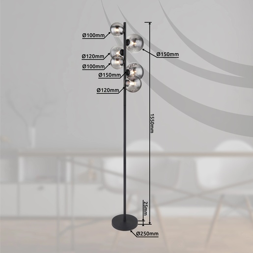 Podna svjetiljka RIHA, LED, IP20, crna