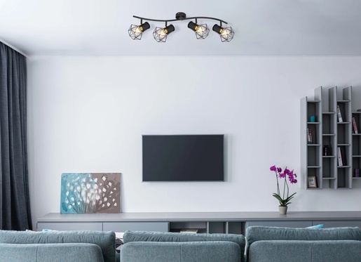 Stropni reflektor PRISKA, 4xE27, IP20, crna