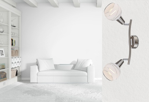 Reflektor ELLIOTT, 2xE14 LED, IP20, srebrna