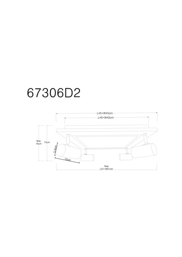 Stropna LED svjetiljka ULLA (45x45 cm), GU10, IP20, crna