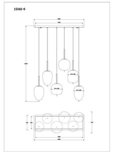Viseća svjetiljka BLACKY, 6xE14, IP20, crna