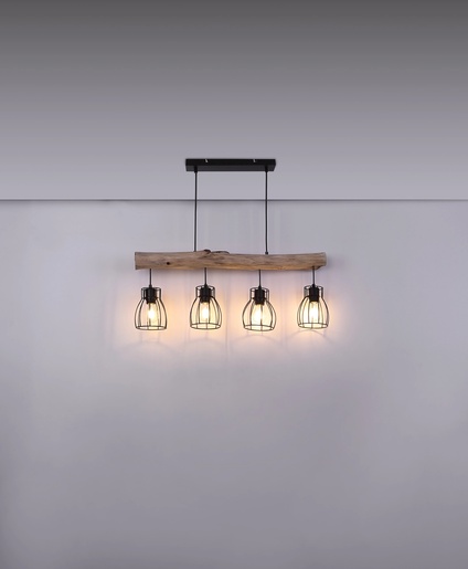 Viseća svjetiljka MINA, 4xE27, IP20, crna (priroda)