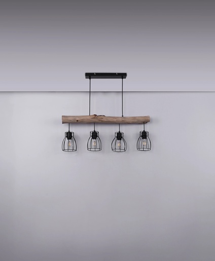 Viseća svjetiljka MINA, 4xE27, IP20, crna (priroda)