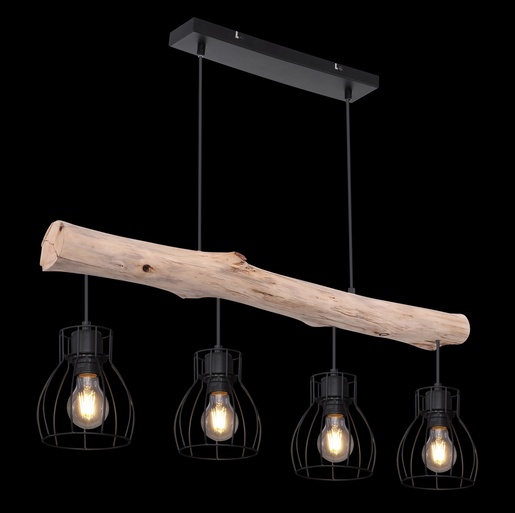 Viseća svjetiljka MINA, 4xE27, IP20, crna (priroda)