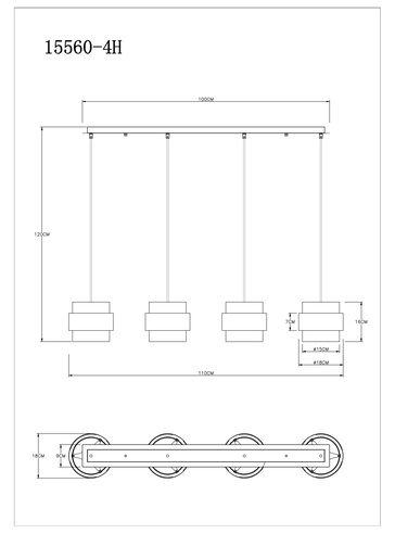 Viseća svjetiljka MILLEY, 4xE27, IP20, crna