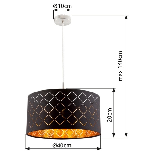 Viseća svjetiljka CLARKE, E27, IP20, crna