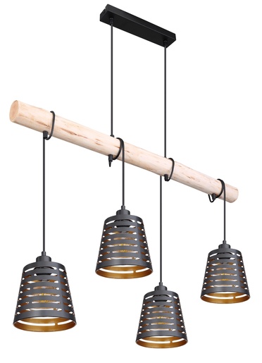 Viseća svjetiljka ABLONA, 4xE27, IP20, crno-zlatna