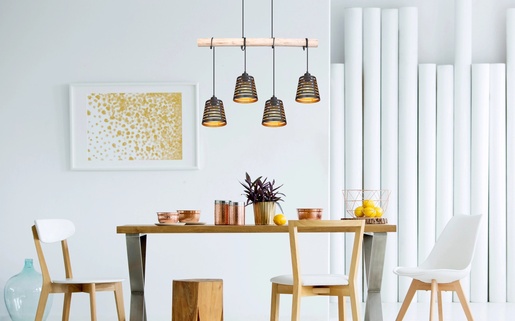 Viseća svjetiljka ABLONA, 4xE27, IP20, crno-zlatna