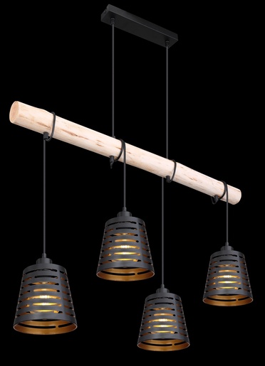 Viseća svjetiljka ABLONA, 4xE27, IP20, crno-zlatna