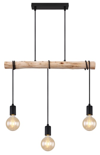 Viseća svjetiljka GREGOR, 3xE27, IP20, crna (priroda)