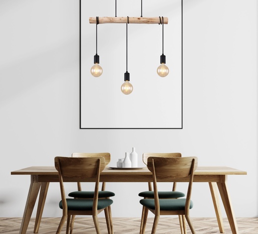 Viseća svjetiljka GREGOR, 3xE27, IP20, crna (priroda)