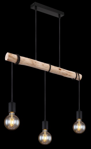 Viseća svjetiljka GREGOR, 3xE27, IP20, crna (priroda)