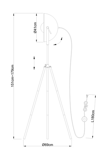 Podna svjetiljka LENN, E27, IP20, crna