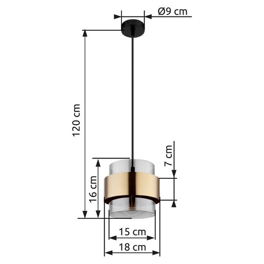 Viseća svjetiljka MILLEY, E27, IP20, crna