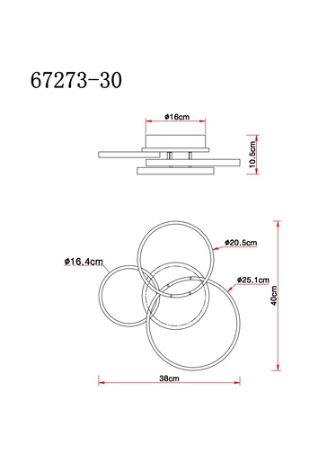 Stropna svjetiljka SID, (40x38 cm), LED, IP20, crna