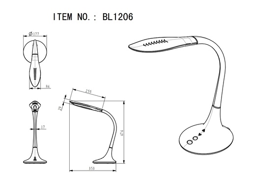 Stolna svjetiljka PATTAYA, IP20, bijela