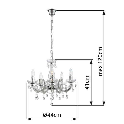 Viseći luster CUIMBRA I (Ø44 cm), 5xE14, IP20, siva