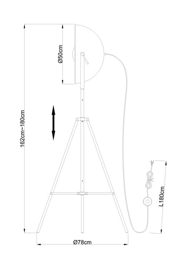 Podna svjetiljka XIRENA, E27, IP20, crna