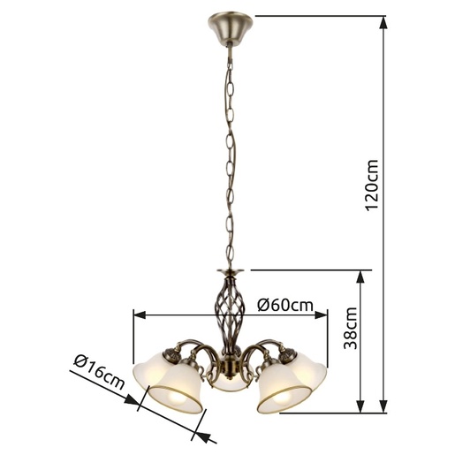 Viseći luster ODIN, 5xE27, IP20, siva