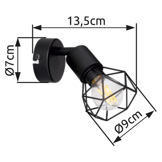 Zidni reflektor XARA I, E14, IP20, crna