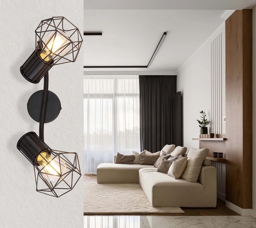 Reflektor PRISKA, 2xE27, IP20, crna