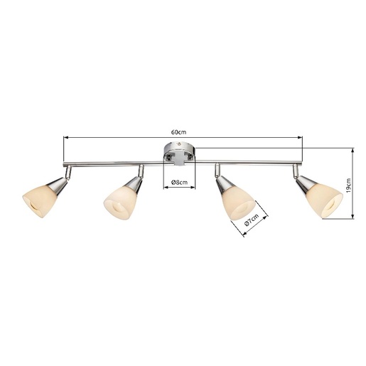 Stropni reflektor TADEUS, 4xE14, IP20, srebrna