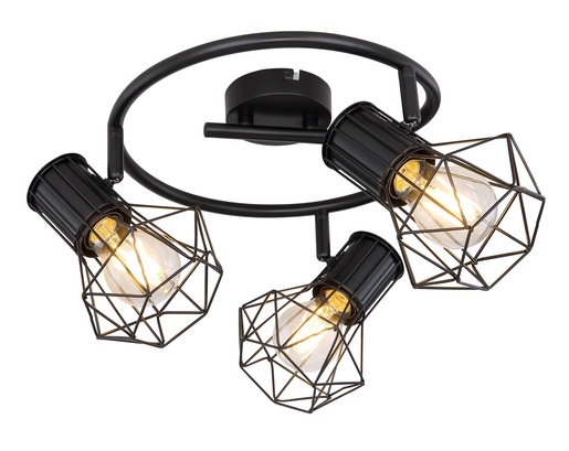 Stropni reflektor PRISKA, 3xE27, IP20, crna