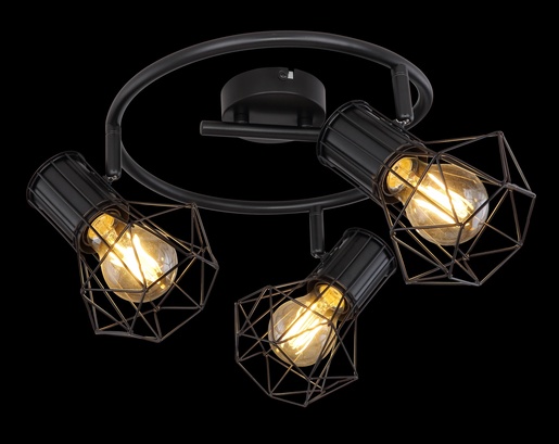 Stropni reflektor PRISKA, 3xE27, IP20, crna