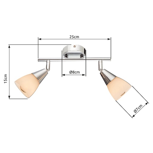 Stropni reflektor TADEUS, 2xE14, IP20, srebrna