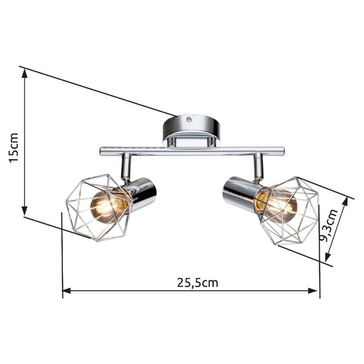 Reflektor XARA I, 2xE14, IP20, srebrna