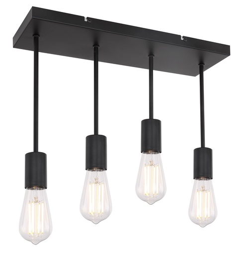 Viseća svjetiljka MARTHA (45x15x34 cm), 4xE27, IP20, crna (Ø45 cm)
