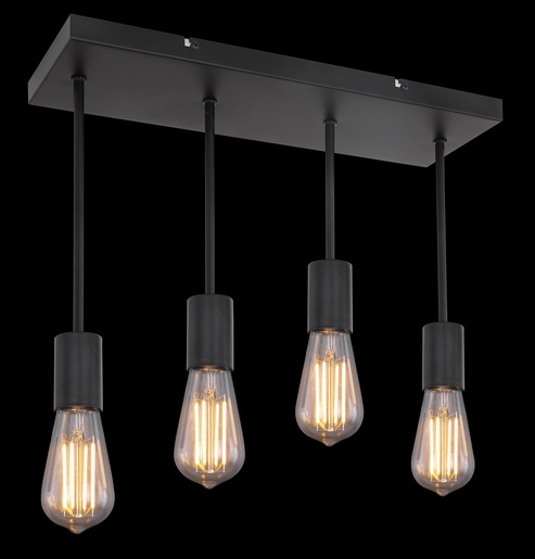 Viseća svjetiljka MARTHA (45x15x34 cm), 4xE27, IP20, crna (Ø45 cm)