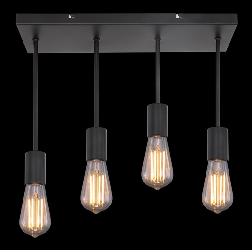 Viseća svjetiljka MARTHA (45x15x34 cm), 4xE27, IP20, crna (Ø45 cm)