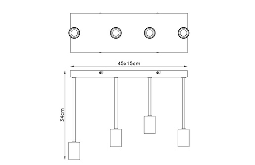 Viseća svjetiljka MARTHA (45x15x34 cm), 4xE27, IP20, crna (Ø45 cm)
