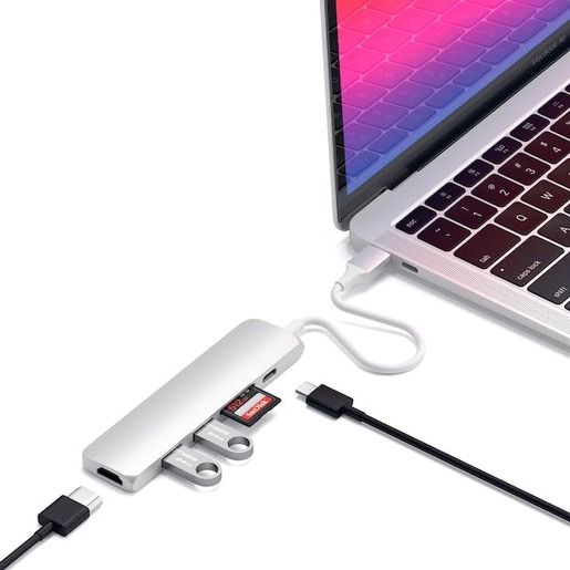 Satechi docking station Slim Multimedia Adapter V2, USB-C, srebrni