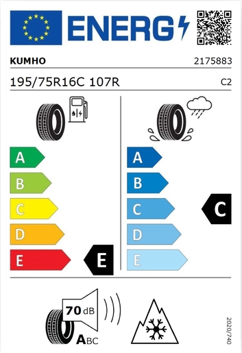 Kumho 195/75R16C CW51 107R , Pot:D, Pri:C, Buka: 70 dB