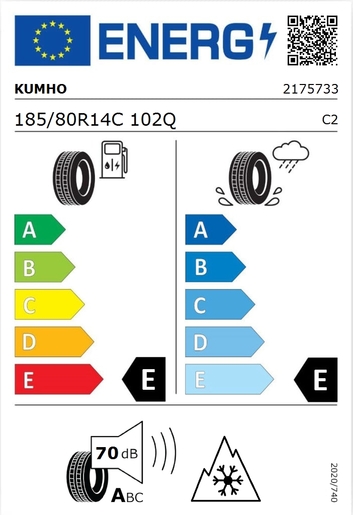 Kumho 185/80R14C CW51 102Q , Pot:D, Pri:D, Buka: 70 dB