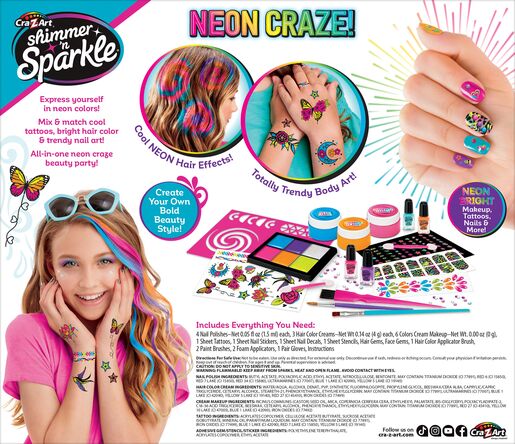 CRAZART set 4u1 za tijelo, nokte, kosu i šminka Neon Craze