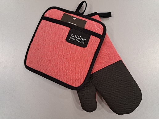 Set za kuhinju neopren, 2/1, rukavica/podmetač, 18x30/20x20cm, crvena