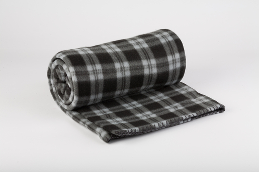 Deka flis printana karo 130x170cm, siva