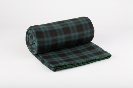 Deka flis printana karo 130x170cm, zelena