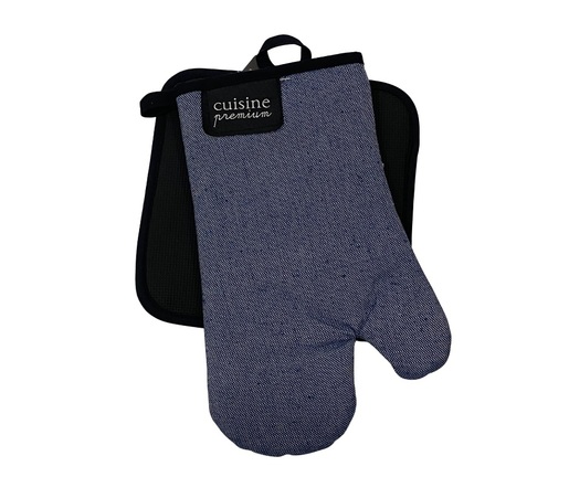 Set za kuhinju neopren, 2/1, rukavica/podmetač, 18x30/20x20cm, plava