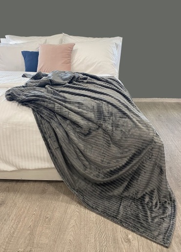 Deka flanel stripe 130x190cm, tamno siva
