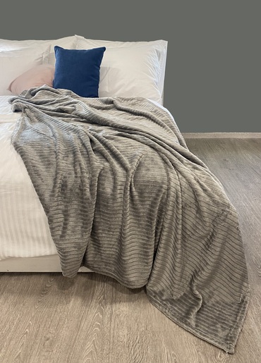 Deka flanel stripe 130x190cm, svjetlo siva