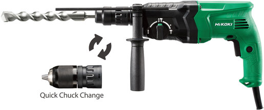 HIKOKI bušeči čekić DH24PMH - SDS+ 730 W + dodatna stezna glava u koferu