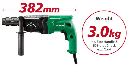 HIKOKI bušeči čekić DH24PMH - SDS+ 730 W + dodatna stezna glava u koferu
