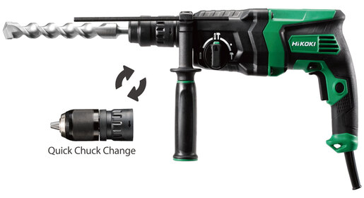 HIKOKI bušeči čekić DH26PMC - SDS+ 830 W + dodatna stezna glava u koferu