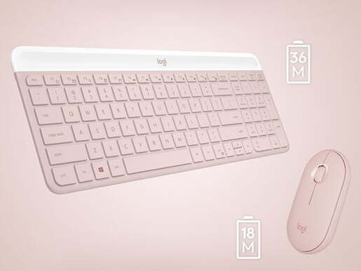 Logitech MK470 Slim Wireless, bežična tipkovnica + miš, roza (920-011322)