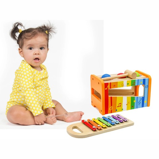 Drveni ksilofon s čekičem i lopticama