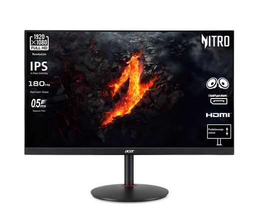Acer Nitro XV240YM3bmiiprx, UM.QX0EE.306, 23.8" FHD IPS, 180Hz, 1ms, 2x HDMI, DisplayPort, zvučnici, monitor